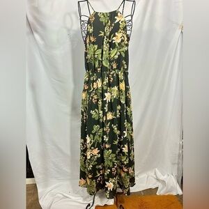 h&m black floral chiffon maxi dress size 4